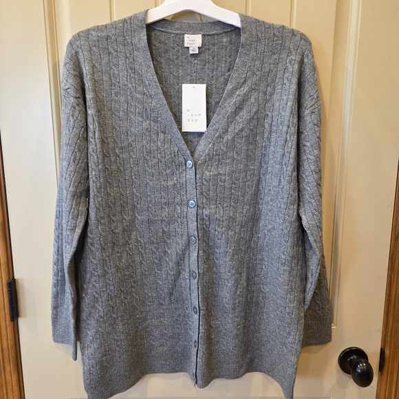 a new day Sweaters - A New Day Womens Size Large Open Knit Cozy Cardigan Dark Grey Sweater NEW